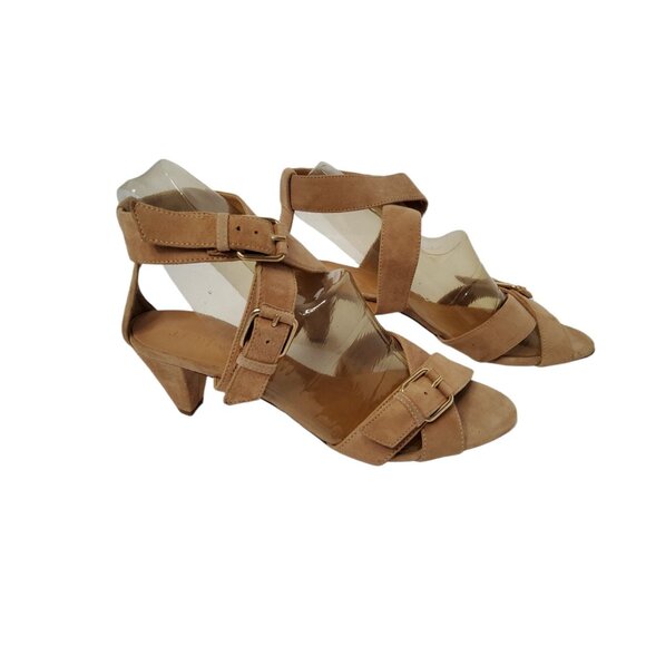 J Crew Women's "Lucca" Tan Suede Leather Ankle Strap Sandal - Picture 2 of 5